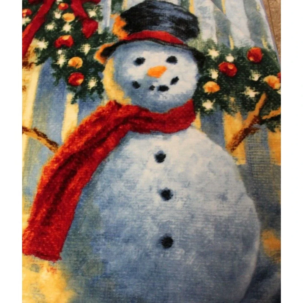 Gauthier Christmas Blanket SNOWMAN Soft Plush Fleece Throw Red Blue 50